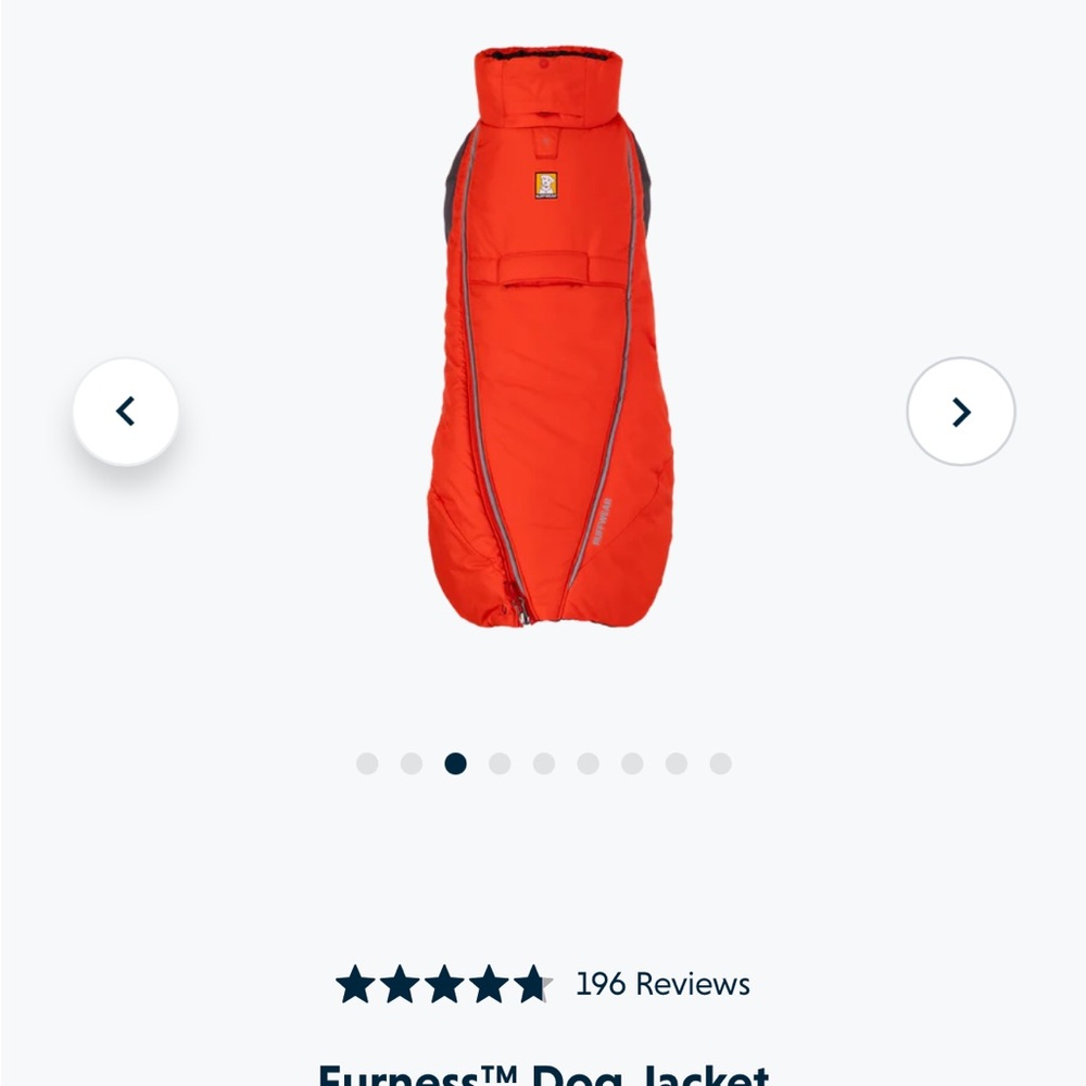 RuffWear Orange Dog Puffer Vest Clothing & Accessories. “Furness Dog Jacket”